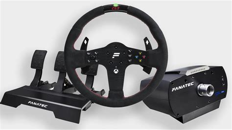 Fanetec. PC (Windows) compatible Fanatec products. This is the Fanatec catalog page showing all PC compatible products such as: bundles, racing wheels, steering wheels, wheel bases, sim racing hardware, pedals, shifters, handbrakes, as well as cockpits, simulators, play and gaming seats, wheel stands and table clamps. 