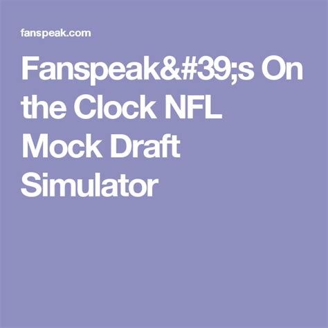 Fanspeak's On the Clock literally puts you "On
