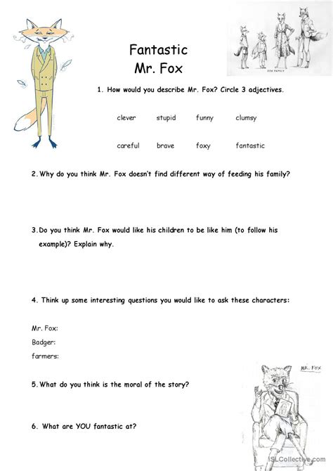 Fantastic Mr Fox English Esl Worksheets For Distance Learning And Physical Classrooms