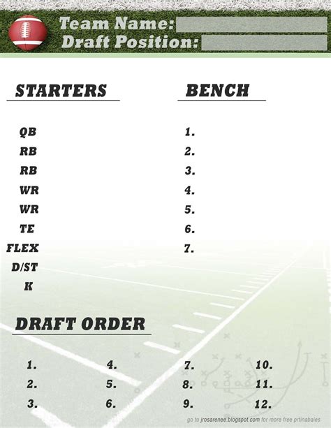 Fantasy Football Roster Template