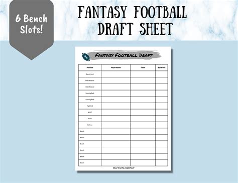 Fantasy Football Roster Template