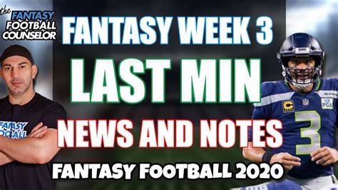 Fantasy football week 3. Sep 24, 2023 · We're only two weeks into the season and the running back position already looks like kind of a disaster for Fantasy Football. You need a second hand to count the number of running backs you can ... 