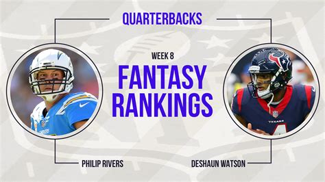 Fantasy football week 8 rankings. Our Week 8 fantasy RB rankings for standard leagues will help you make the right start 'em, sit 'em decisions. At this stage of the season, the two biggest obstacles to fantasy success are ... 