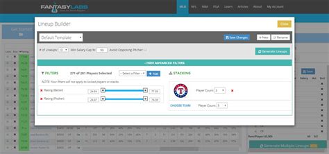 FantasyLabs MLB Lineup Builder Tutorial FantasyLabs