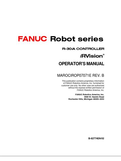 Fanuc robotics r 30ia programming manual. - Bild und die welt des kindes.