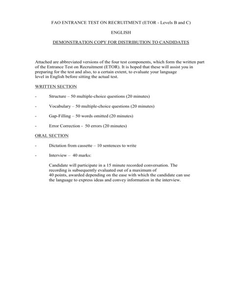Fao written test sample.  Study the minimum requirements and the select...