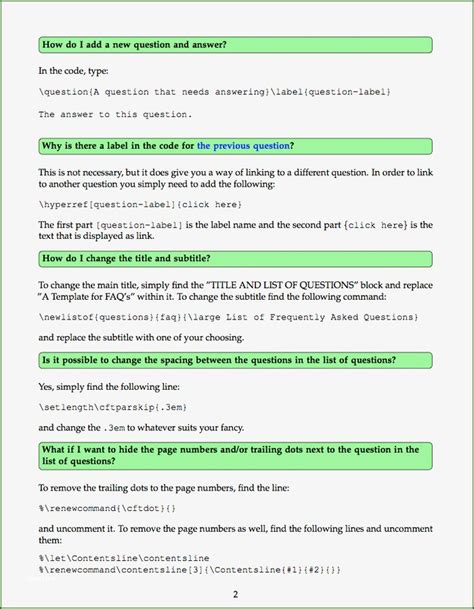 Faq Word Template Database