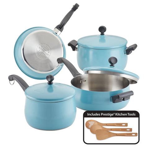 Farberware 10-Piece Aqua 120 Limited Edition Stainless Steel Cookware …