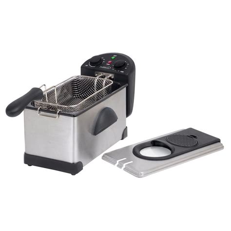 Farberware 4L Deep Fryer, Stainless Steel. $ 2494. Cooldaddy Electric Deep Fryer Charcoal Filters (3 Pack) Fits , 09999. +2 options. $ 93999. BENTISM 58L 116LBs Oil Capacity Oil Filtration System Fryer Filter W/ Stainless Steel Lid.. 