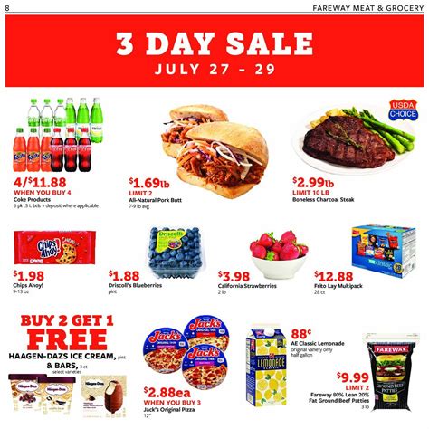 Grocery Store Ads. At Fareway, you're family, and as part of our family, we want to help you save money on your meat and groceries. Our weekly ads and special sales events are specific to each store location and provide options …. 