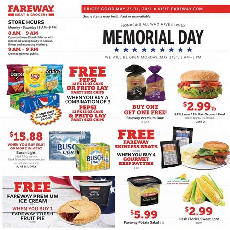 Fareway Weekly Ad May 20 - May 25, 2024. Check the latest Fareway Ad Specials, valid May 20 - May 25, 2024. Save with this week Fareway Circular specials, produce sales, digital coupons and organic deals. Find great savings for your breakfast, lunch and dinner meals or everything in between, including Prego Pasta Sauce, Beefsteak Rye Bread .... 