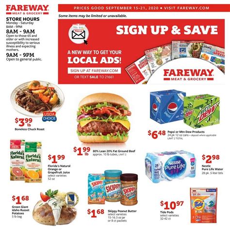HUXLEY, IA 50124 Store: (515) 597-3663. Monday - Saturday: 8:00am - 9:00pm (closed Sundays) Like This Store on Facebook. Follow us on Instagram. Download to Print (PDF) En Español. ... Grocery Store Ads. At Fareway, you're family, and as part of our family, we want to help you save money on your meat and groceries. ...