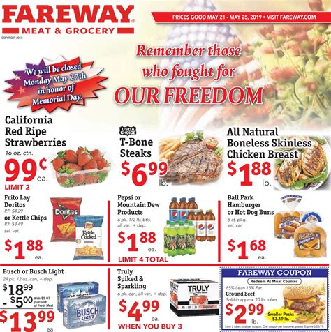 Grocery Store Ads. At Fareway, you're family, and as part of our family, we want to help you save money on your meat and groceries. Our weekly ads and special sales events are specific to each store location and provide options like online promotions, services, and more. ... These ads also provide you with sales prices, coupons, and local promotions, …