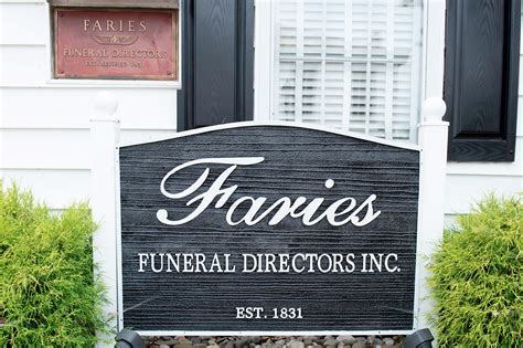 Faries funeral home. Faries Funeral Home, located in historic Smyrna, Delaware has been recently renovated and expanded and is the areas largest and most modern funeral establishment including a state of the art beautifully decorated funeral chapel with a seating capacity of over 250 persons. The remodeled funeral home also features two large exquisite stained ... 