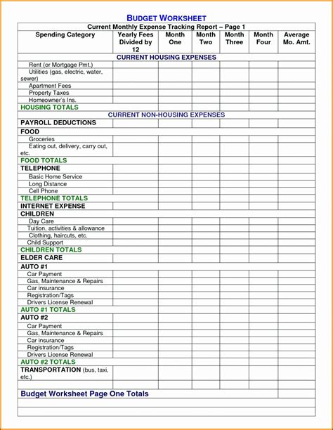 Farm And Expense Worksheet