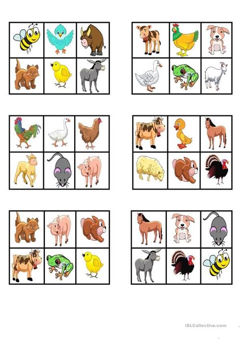 Farm Animal Bingo English Esl Worksheets For Distance Learning And Physical Classrooms