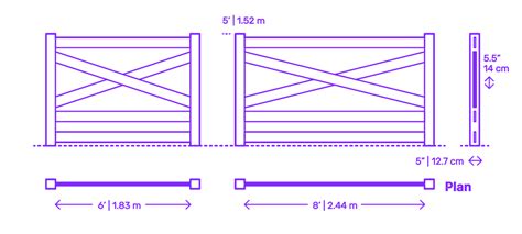 Farm Fence - 5 Rail, Crossbuck Dimensions & Drawings