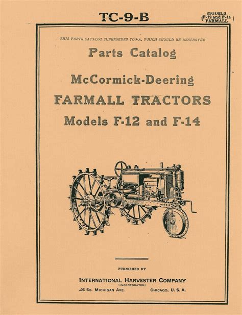 Farmall f12 f14 parts tb 9 catalog manual mccormick deering. - Oracle purchage technical reference manual r12.