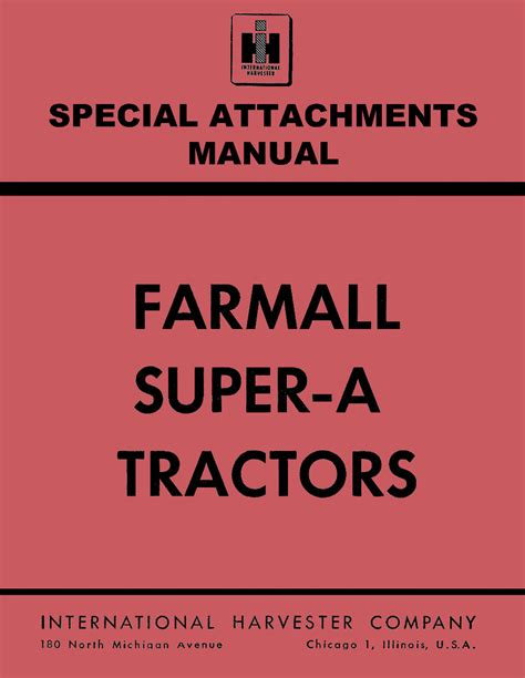 Farmall ih super a tractor special attachments owners user installation manual. - Guida per l'utente del portatile hp 630.