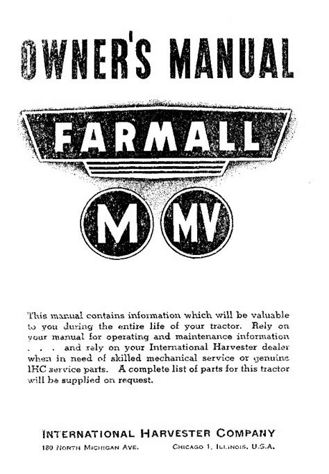 Farmall m mv operators owners manual ih international tractor. - Applied calculus hoffman canadian edition solutions manual.