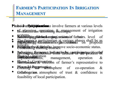 Farmer Participation In Irrigation Management