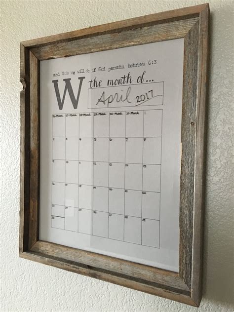 Farmhouse Dry Erase Calendar