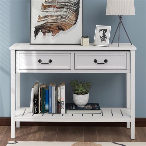 Farmhouse Rustic Entryway Table Living Room Console Table with Bottom
