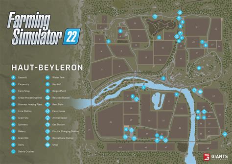 Farming Simulator 22: Haut-Beyleron - map, field size