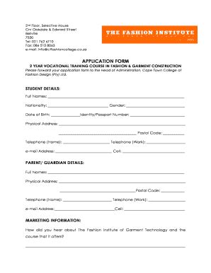 Fashion Design Apprentice Form Fashion Apprentice Form Fill Online