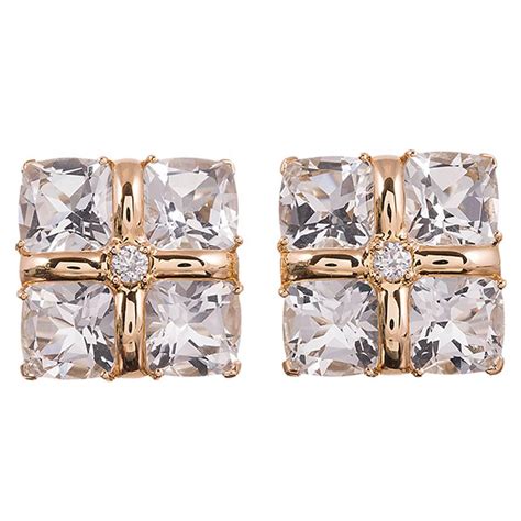 Fashion Gold Alloy Inlaid Diamond Crystal Square Earring Earrings ...