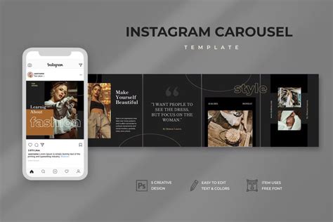 Fashion Instagram Carousel Design Template PSD Instagram carousel