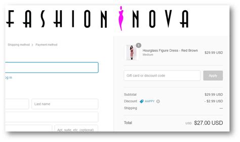 See Details. All Fashion Nova Promo Codes in April are at your service right now. Don't worry, the steps to use Promo Codes are not complicated. With Sign up Fashion Nova to Get 30% off, you can reduce your payables by around $17.38. If you want to save your money, then here is your chance, 40%. OFF.
