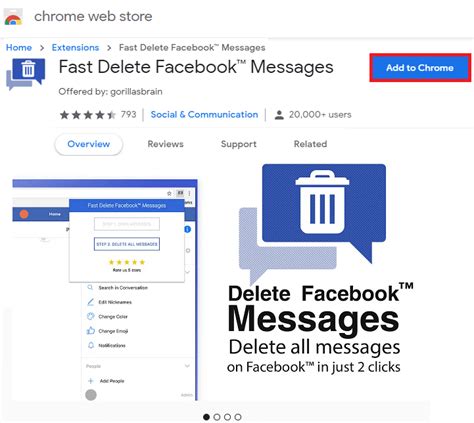 Fast Delete Messages Chrome Web Store.