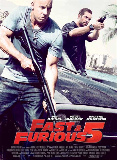 Fast and furous 5. Vin Diesel and Paul Walker lead a reunion of all-stars from every chapter of the explosive franchise built on speed. Fugitive Dom Toretto (Diesel) partners with former cop Brian O'Conner (Walker) on the opposite side of the law in exotic Rio de Janeiro, Brazil. There they are hunted by a high-powered U.S. strike force led by its toughest Fed (Dwayne … 