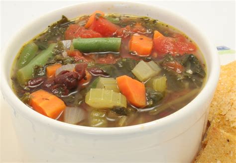 Fast food soup. Transfer ½ of the vegetables to a soup pot and add about 2 cups of broth to the vegetables. Using a hand mixer on slow speed, blend the vegetables for about 1 minute. Add the rest of the broth and vegetables and simmer on low heat to warm through. Serve immediately with a bowl of chopped parsley on the side. 