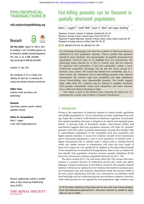 Fast-killing parasites can be favoured in spatially structured ...