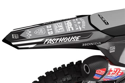 Fasthouse graphics honda.  Complete graphics kit, includes all pieces shown in the ...