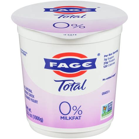 Fat free greek yogurt. Yogurt nutrition varies widely depending on the type. Yogurt made from skim milk is considered fat free. Yogurt made from whole milk is full fat. One cup of plain, low-fat yogurt contains: Calories: 154. Fat: 3.8 grams (g) Protein: 12.9 g. Total sugars: 17.2 g. Calcium: 448 milligrams (mg) 