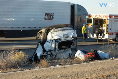 The crash happened at approximately 5:23 p.m. when a semi truck veered off the road onto the shoulder of I-15 northbound, said Trooper Travis Smaka with Nevada Highway Patrol.. 