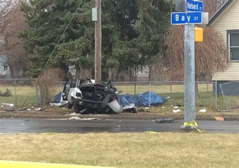 The crash happened around 2:35 p.m. Sunday