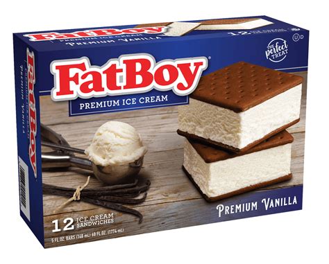 Fatboy ice cream. FatBoy® Jr. Mini Ice Cream Sandwich Premium Vanilla. Casper's® - Creamy smooth. Thick and creamy real ice cream since 1925. 110 Calorie treat. 