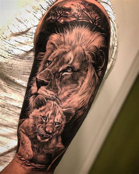 Father and Son Lion Tattoo Lion head tattoos, Mens lion tattoo