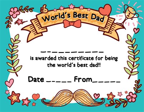 Fathers Day Certificate Template