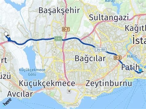 Fatih başakşehir arası kaç km