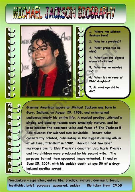 Fatmeh safa biography of michael jackson for kids