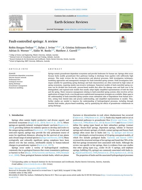 Fault-controlled springs: A review - ScienceDirect