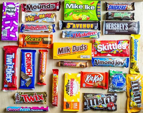 Favorite candies. Here are the top 10 most popular candies in America, according to CandyStore.com: Reese's Peanut Butter Cups. M&Ms. Hot tamales. Skittles. Sour Patch … 