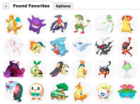 Favorite pokemon picker. For each group of Pokémon presented to you, click one or more of your favorites from that group and press the "Pick" button. Eventually, your favorite Pokémon will start appearing under "Found Favorites". You can continue as long as you like to construct an arbitrarily long list of your favorite Pokémon. In principle, this picker is ... 