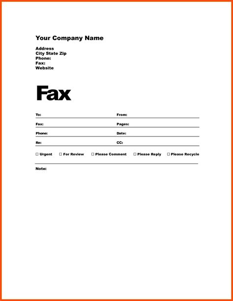 Fax Cover Sheet Example Word HEWQA