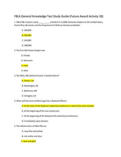 Fbla general knowledge test study guide. - The complete guide to core stability.